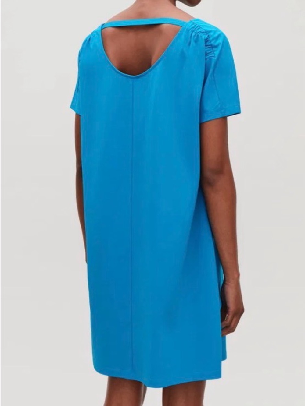 COS Teal Blue Short-Sleeve Shift Dress